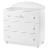 PICCI Nene Komoda do pokoiku dziecięcego z wanienką i trzema szufladami z misiem z różową wstążką