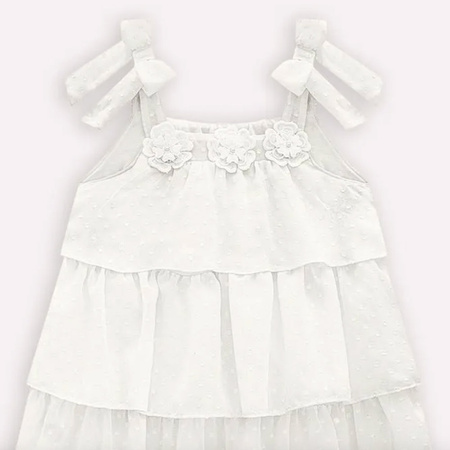 LILI GAUFRETTE Sukienka niemowlęca ozdobiona kwiatuszkami biała