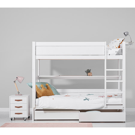 LIFETIME Kidsrooms Niskie łóżko piętrowe z drabinką, białe