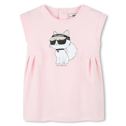 KARL LAGERFELD Kids Сукня з короткими рукавами та принтом, рожева