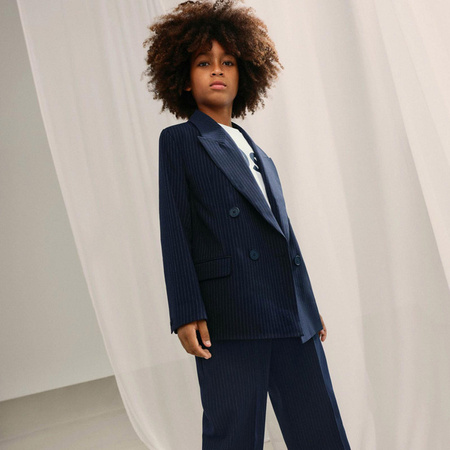 BOSS Kids Boys two-piece navy striped suit