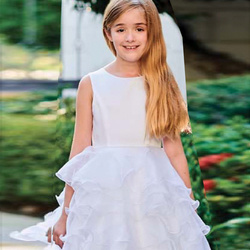 SARAH LOUISE Girls long ruffle ceremony dress white