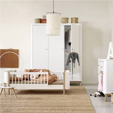 OLIVER FURNITURE WOOD MINI+ JUNIOR BED, WHITE/OAK