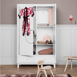 OLIVER FURNITURE WOOD WARDROBE 2 DOOR, WHITE