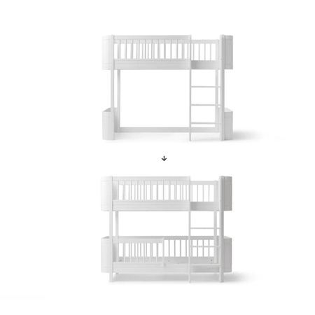 Oliver Furniture CONVERSION Mini + Low Loft Bed to Mini+ Low Bunk Bed white