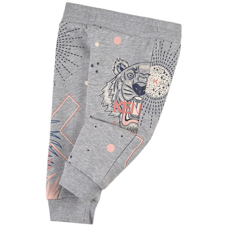 KENZO Kids Spodnie dziecięce dresowe szare z nadrukiem z bawełny organicznej