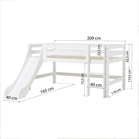 Hoppekids ECO Luxury Low bunk bed with slide and vertical ladder 90x200