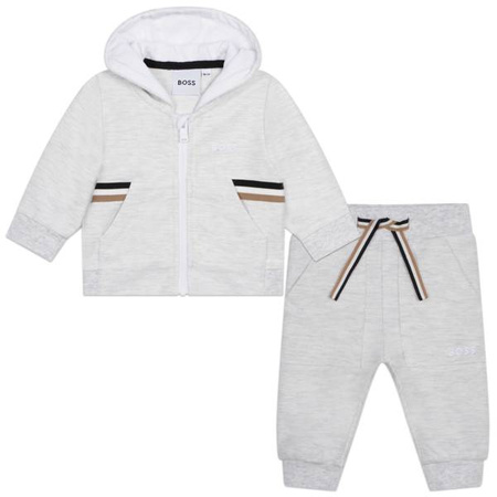 BOSS KIDS Baby boys light grey 2-piece organic cotton tracksuit