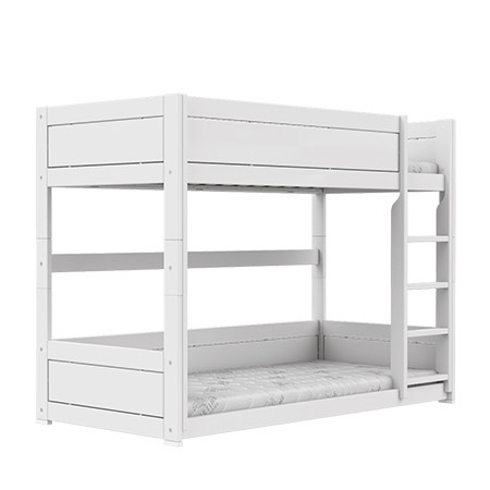 LIFETIME Kidsrooms Низьке двоярусне ліжко з драбиною 90x200 см, біле