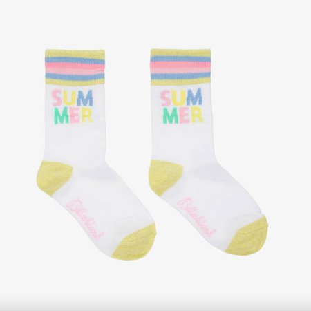 BILLIEBLUSH Girls white socks with colorful print