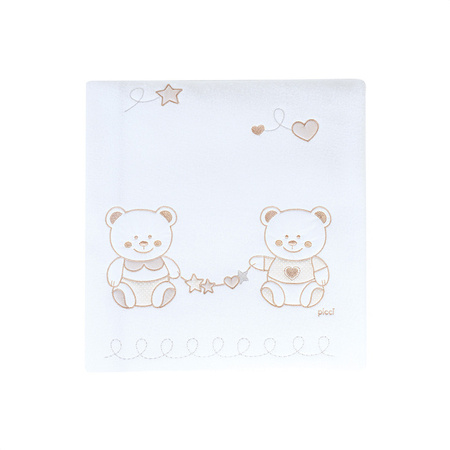 PICCI Nene embroidered blanket with bear application white and beige