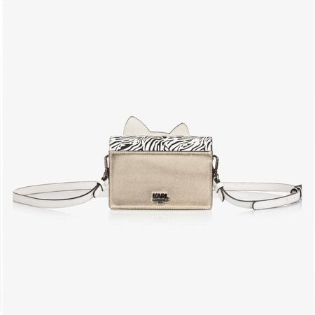 KARL LAGERFELD Kids MINI MI Сумка через плече для дівчинки у формі кота, золотого та білого кольору