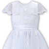 SARAH LOUISE Girls satin ceremonial dress in white