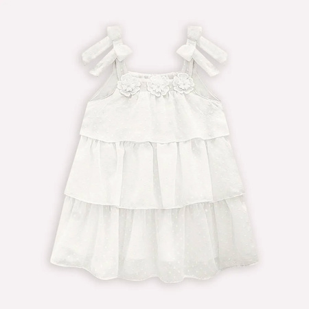 LILI GAUFRETTE Sukienka niemowlęca ozdobiona kwiatuszkami biała
