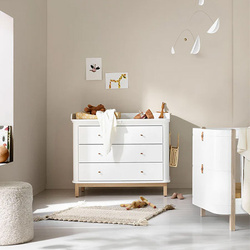 OLIVER FURNITURE WOOD Komoda dziecięca z trzema szufladami i przewijakiem, white/oak
