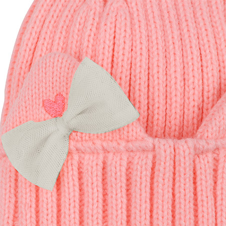 BILLIEBLUSH Baby girl hat with a bow, peach