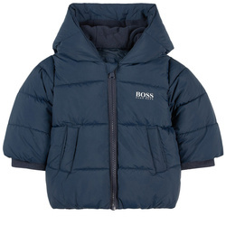 BOSS KIDS Boys Navy Logo Puffer Jacket with Water-Repellent