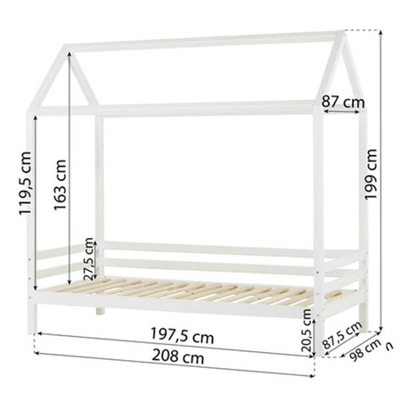 Hoppekids ECO Dream House bed 90x200 cm without stairs, white