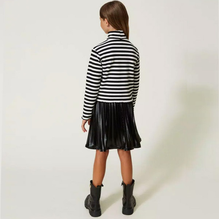 TWINSET Golf dziewczęcy w czarno-białe paski