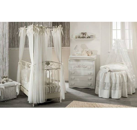 PICCI NANNY Kołyska dziecięca z pościelą i baldachimem kremowa