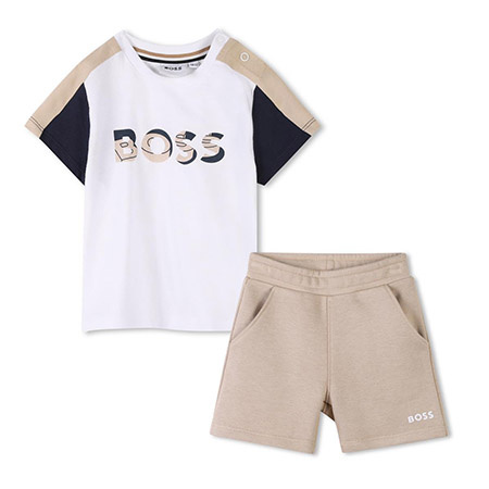 BOSS Kids Dres niemowlęcy dla chłopca dwu-częściowy szary