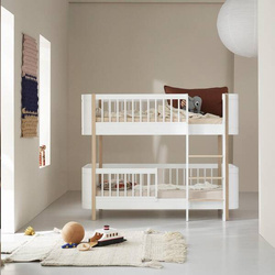 OLIVER FURNITURE Міні-ліжко з дерева, низьке, білий/дубовий колір, 70x160 см