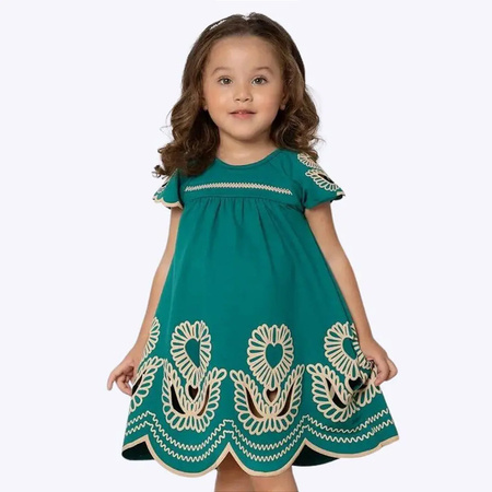 LILI GAUFRETTE Sukienka niemowlęca ozdobiona kwiatuszkami biała