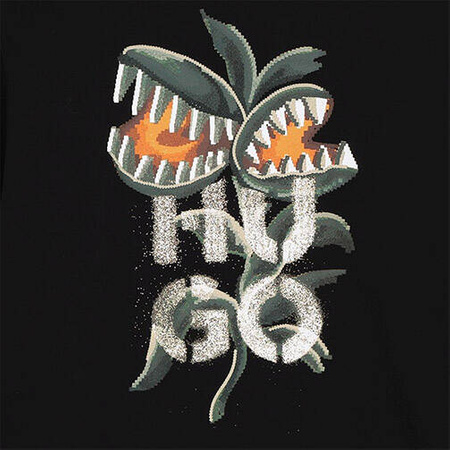 HUGO Boys black cotton t-shirt with print