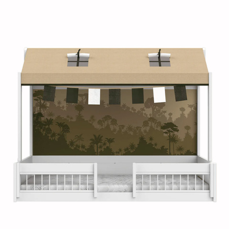 LIFETIME Kidsrooms Łóżko dziecięce Montessori 120x200 cm z konstrukcją dachową i barierkami ochronnymi