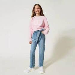 TWINSET Girls blue jeans with rhinestones