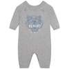 KENZO Kids Pajacyk niemowlęcy z dzianiny szary z nadrukiem Tiger