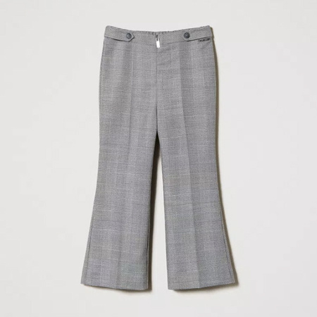 TWINSET Girls straight black trousers with oval T logo