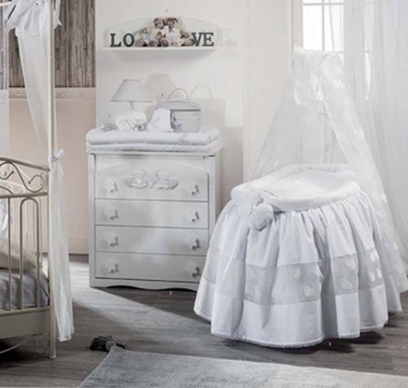 PICCI NANNY Kołyska dziecięca z pościelą i baldachimem biała