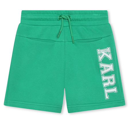 KARL LAGERFELD Bermudy chłopięce zielone z nadrukiem logo