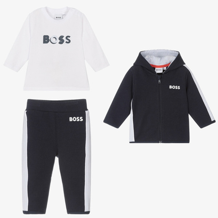 BOSS Kids Dres niemowlęcy dla chłopca trzy-częściowy granatowy