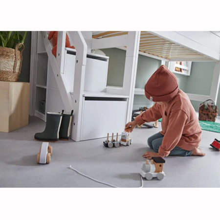 LIFETIME Kidsrooms Łóżko wysokie 152 cm ze schodkami - Breeze, białe