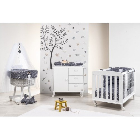 DILI BEST Ozzy Komplet pościeli dziecięcej biały z ciemnoszarą aplikacją