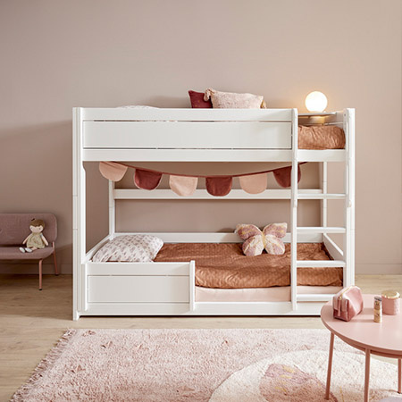 LIFETIME Kidsrooms Niskie łóżko piętrowe z drabinką, białe