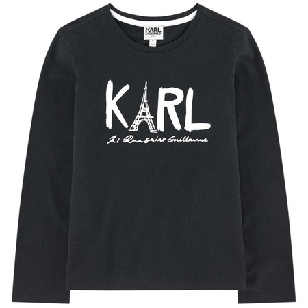 KARL LAGERFELD KIDS T-shirt dziecięcy z długim rękawem z nadrukiem czarny 