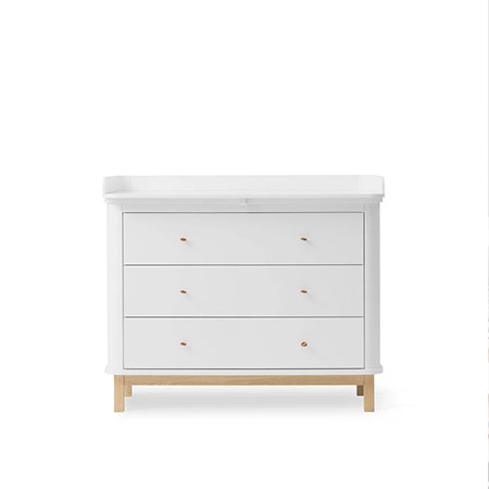 OLIVER FURNITURE WOOD Komoda dziecięca z trzema szufladami i przewijakiem, white/oak