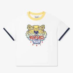 KENZO Kids T-shirt dziecięcy dla chłopca z krótkim rękawem Tiger biały
