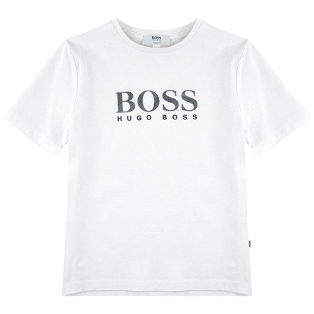 BOSS Kids T-shirt chłopięcy z krótkim rękawem biały logo