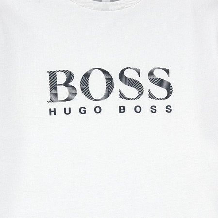 BOSS Kids T-shirt chłopięcy z krótkim rękawem biały logo