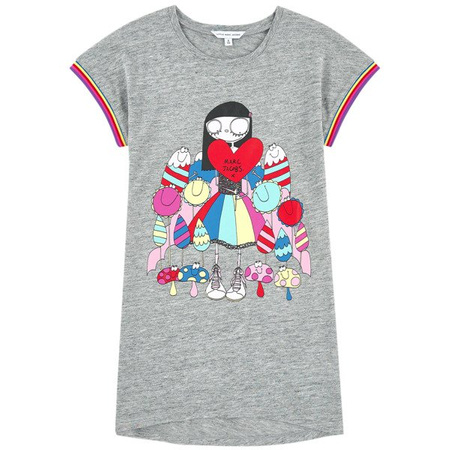 THE MARC JACOBS Sukienka z krótkim rękawem szara z nadrukiem